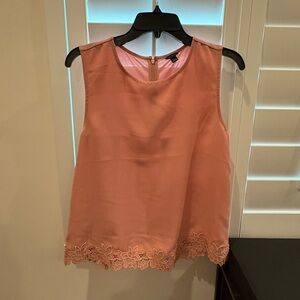 Ann Taylor Pink Floral Lace Trim Tank Too Shell Size Small